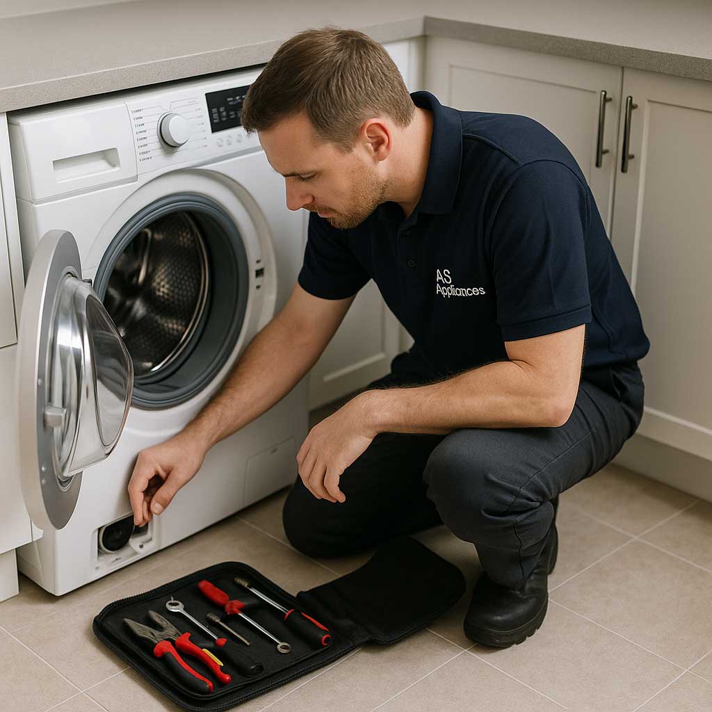Appliance Repair Glen Waverley technician inspecting washing machine drainage